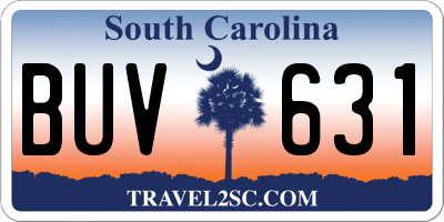 SC license plate BUV631