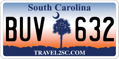 SC license plate BUV632