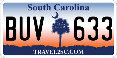 SC license plate BUV633