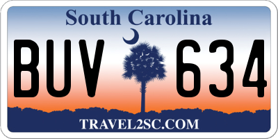 SC license plate BUV634