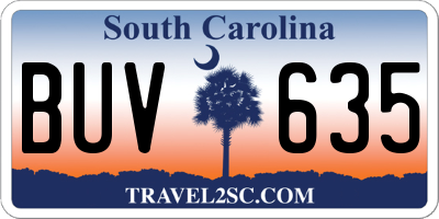 SC license plate BUV635