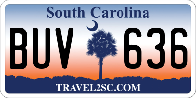 SC license plate BUV636
