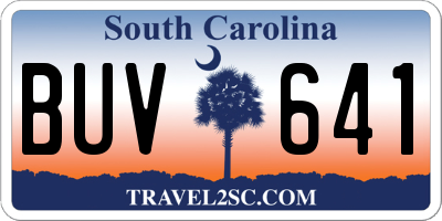 SC license plate BUV641