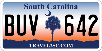 SC license plate BUV642