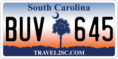 SC license plate BUV645