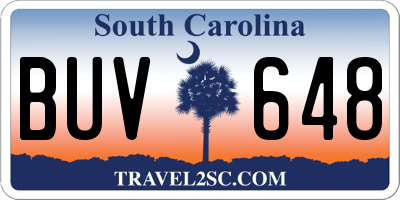 SC license plate BUV648