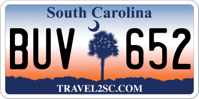 SC license plate BUV652