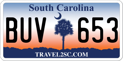 SC license plate BUV653