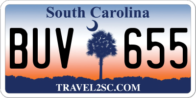 SC license plate BUV655
