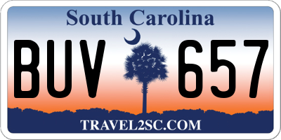 SC license plate BUV657