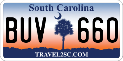 SC license plate BUV660
