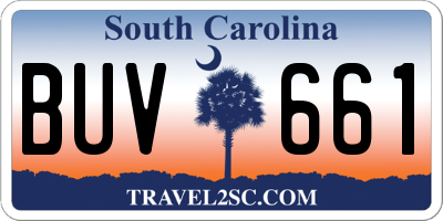 SC license plate BUV661