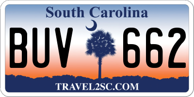 SC license plate BUV662