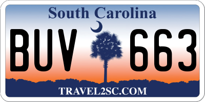 SC license plate BUV663
