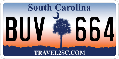 SC license plate BUV664
