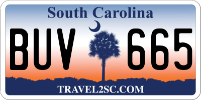 SC license plate BUV665