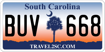 SC license plate BUV668