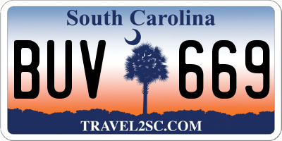 SC license plate BUV669