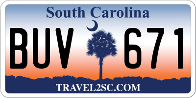 SC license plate BUV671