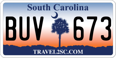 SC license plate BUV673