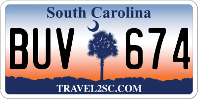 SC license plate BUV674