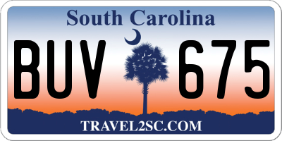 SC license plate BUV675
