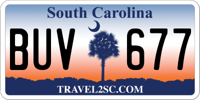 SC license plate BUV677