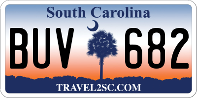 SC license plate BUV682