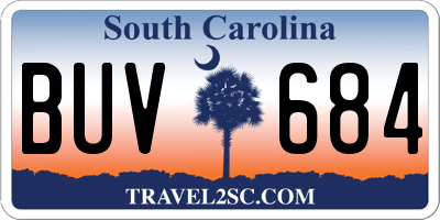SC license plate BUV684