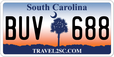 SC license plate BUV688