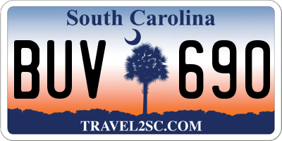 SC license plate BUV690