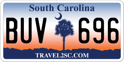 SC license plate BUV696