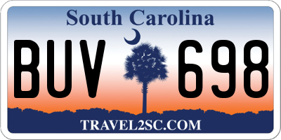 SC license plate BUV698