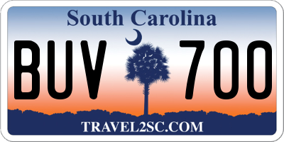 SC license plate BUV700