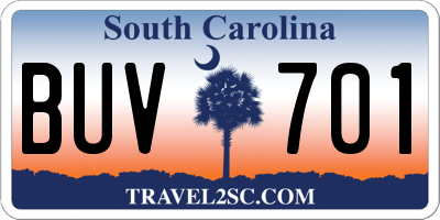 SC license plate BUV701