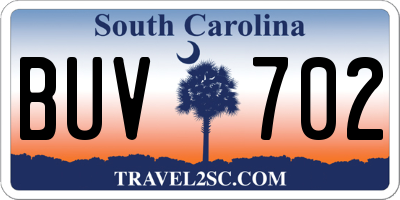 SC license plate BUV702