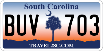 SC license plate BUV703