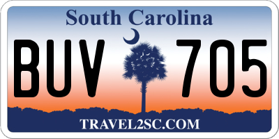 SC license plate BUV705
