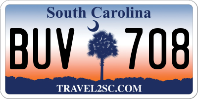 SC license plate BUV708