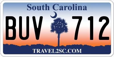 SC license plate BUV712