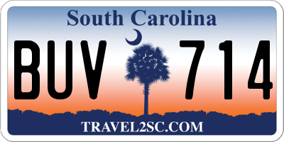 SC license plate BUV714