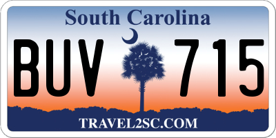 SC license plate BUV715