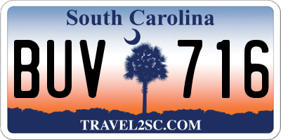 SC license plate BUV716