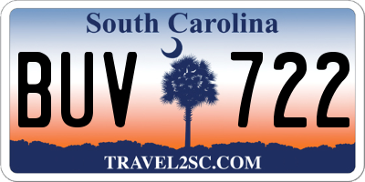SC license plate BUV722
