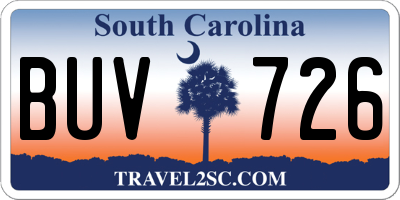 SC license plate BUV726