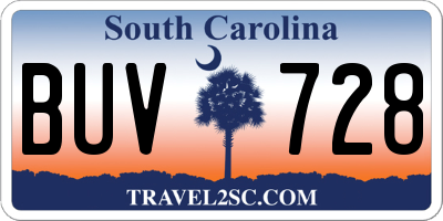 SC license plate BUV728