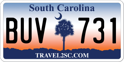 SC license plate BUV731