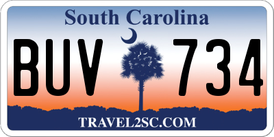 SC license plate BUV734