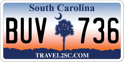 SC license plate BUV736