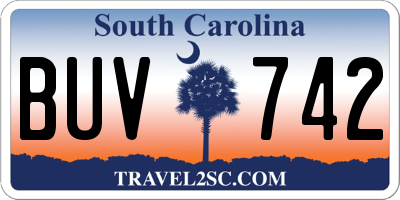 SC license plate BUV742